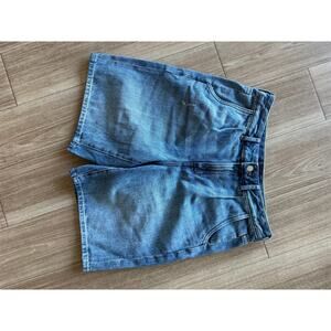 J.Crew 27 Blue High Rise Pleated Denim Shorts 100% Cotton Longline Re-Imagined